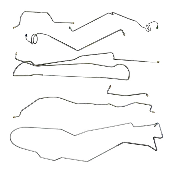 1977-83 Jeep Cherokee (Full-Size) Two-Door Wide-Track Dana Axle Brake Line Kit 7pc, OE Steel