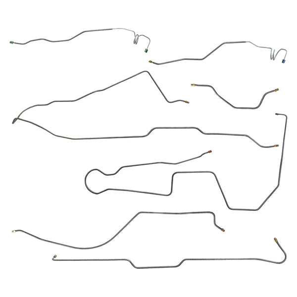 1980-82 Jeep CJ-5 AMC 20 Narrow Axle Complete Standard Brake Line Kit 7pc, OE Steel