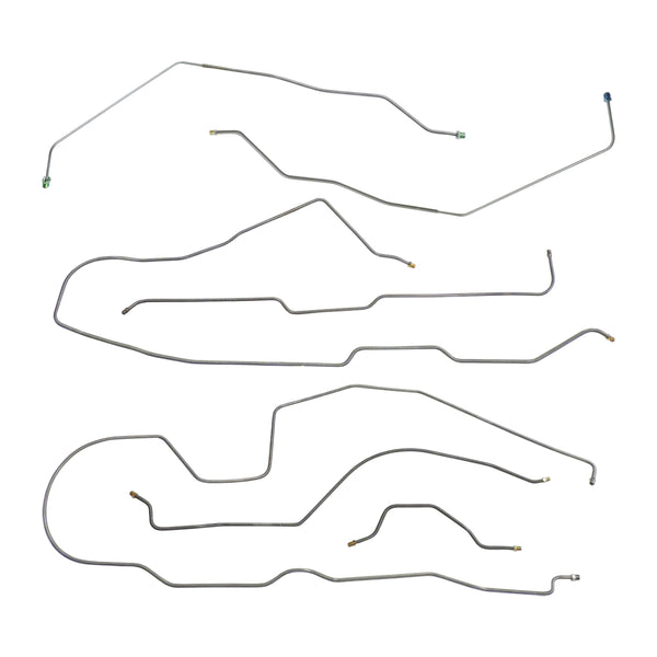 1980-81 Jeep CJ-7 AMC Model 20 Narrow Axle Standard & Automatic Trans Power Brake Line Kit 7pc, OE Steel