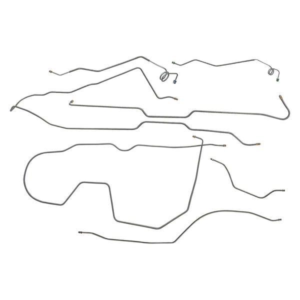 1983-86 Jeep CJ-7 AMC 20 Wide Axle Complete Manual Brake Line Kit 7pc, OE Steel