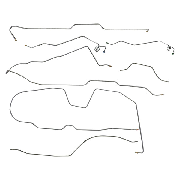 1983-85 Jeep CJ-8 AMC 20 Wide Axle Complete Manual Brake Line Kit 7pc, OE Steel