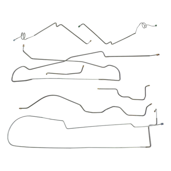 1984-91 Jeep Cherokee Wagoneer AMC20 Axle Power Disc Brake Line Kit 7pc, OE Steel
