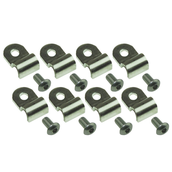 Brake and Fuel Line Clamp, Street Rod Clip Single 1/4" Tube Stainless .600 Wide .200 Hole, 16pc