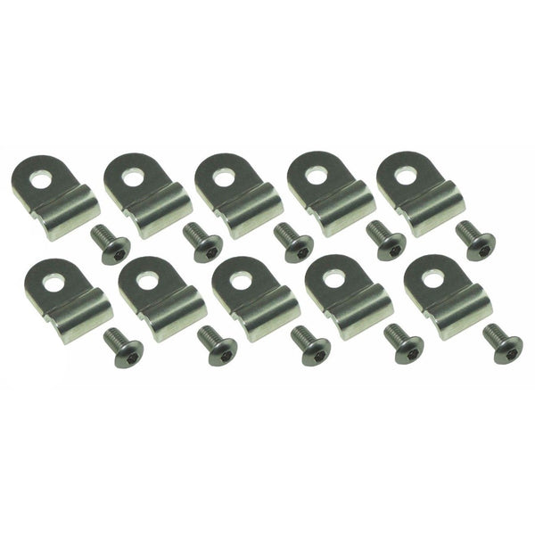 Brake and Fuel Line Clamp, Street Rod Clip Single 3/16" Tube Stainless .600 Wide .200 Hole, 20pc