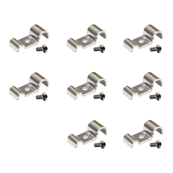 Brake and Fuel Line Clamp, Street Rod Clip Single 3/16" / 3/8" Tube Stainless .600 Wide with .200 Hole, 16pc