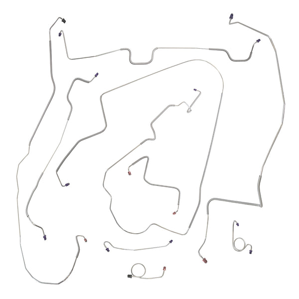 1968-71 Lincoln Mark III Power Disc Complete Brake Line Kit 9pc, OE Steel