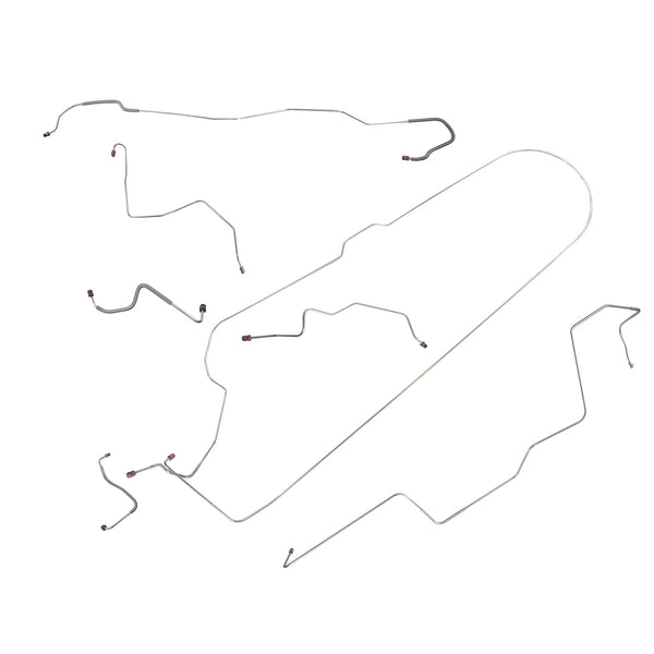 1968-69 Mercury Cougar Power Drum Full Brake Line Kit 7pc, OE Steel