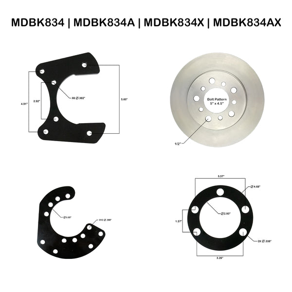 Mopar Rear Disc Conversion Kit w/Standard Rotors w/o E-Brake Cable Brackets