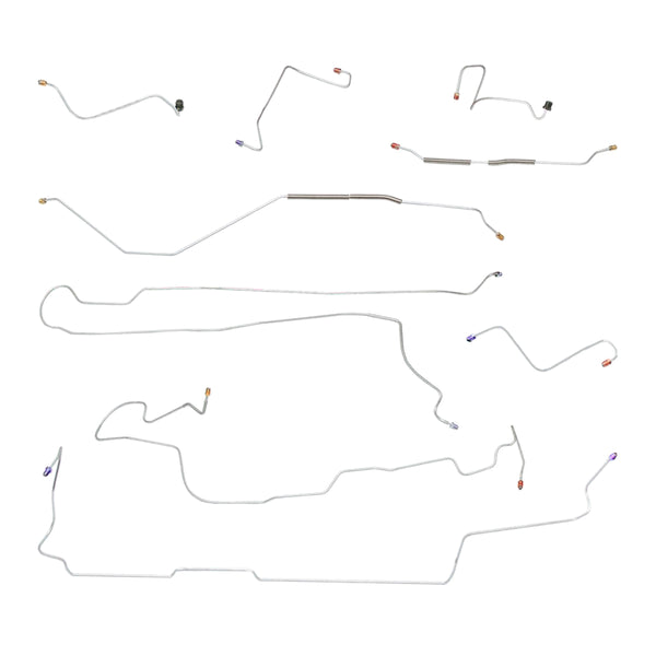 1970-71 Mercury Cyclone/Montego Manual Drum Brake Line Kit 9pc, OE Steel