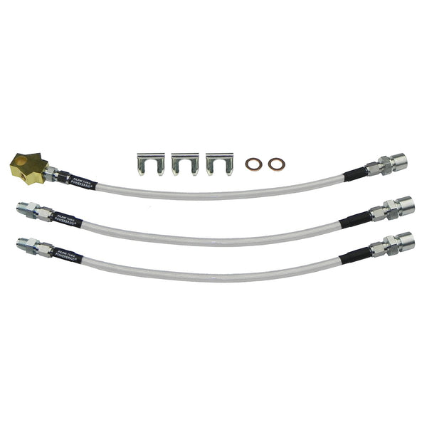 1966-69 Dodge Charger Plymouth Satellite Drum Brakes Dana Axle Stainless Braided Brake Hose Kit 3pc