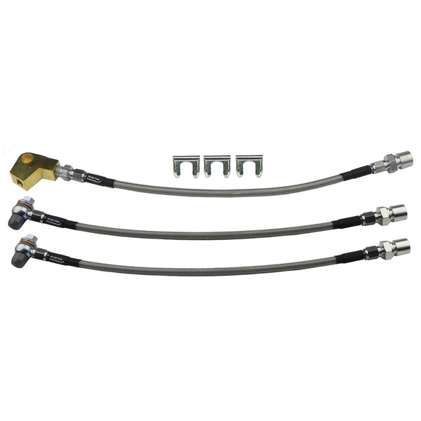 1973-76 Dodge Dart Plymouth Valiant Front Disc Stainless Braided Brake Hose Kit 3pc