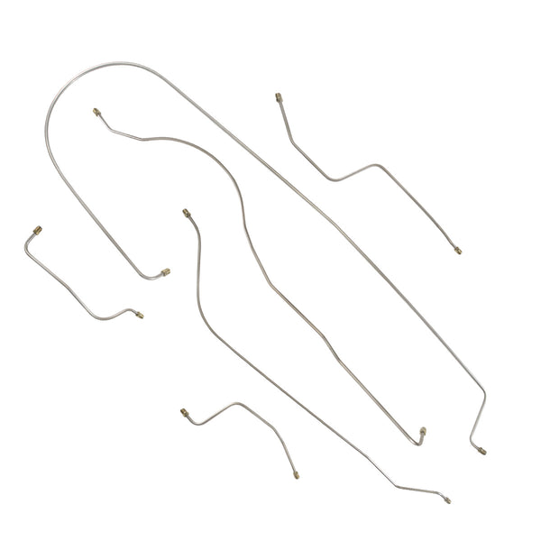 1952-53 Nash Healy Roadster Drum Brake Line Kit 6pc, OE Steel (A-7)