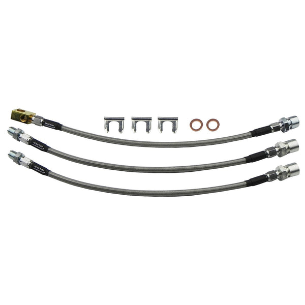 1967-68 Oldsmobile Cutlass Front Drum Stainless Braided Brake Hose Kit 3pc