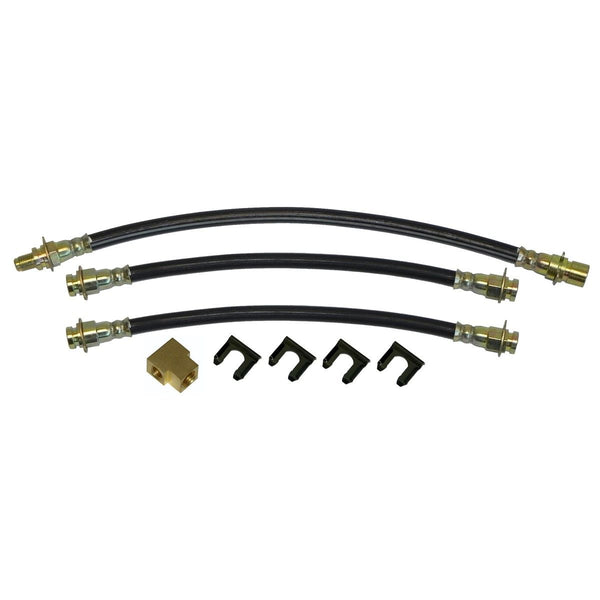 1966-68 Buick Riviera w/ Four-Piston Calipers, Factory Front Disc/Rear Drum Three Hose Kit, 8pc
