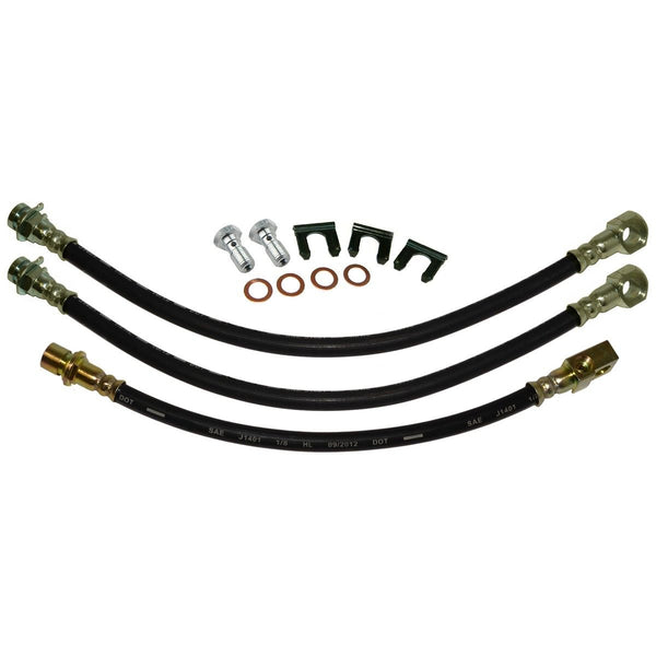 1971-72 Buick Riviera Front Factory Disc / Rear Drum 3 hose Kit. This is for cars with factory single piston caliper disc brakes. 12 pc