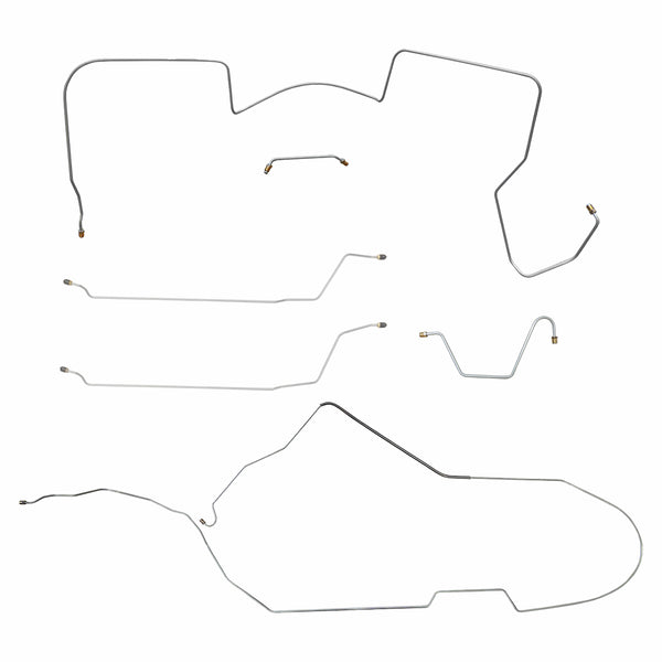 1965 Oldsmobile 442 (Only) Hardtop Manual Drum Brake Line Kit 6pc, OE Steel