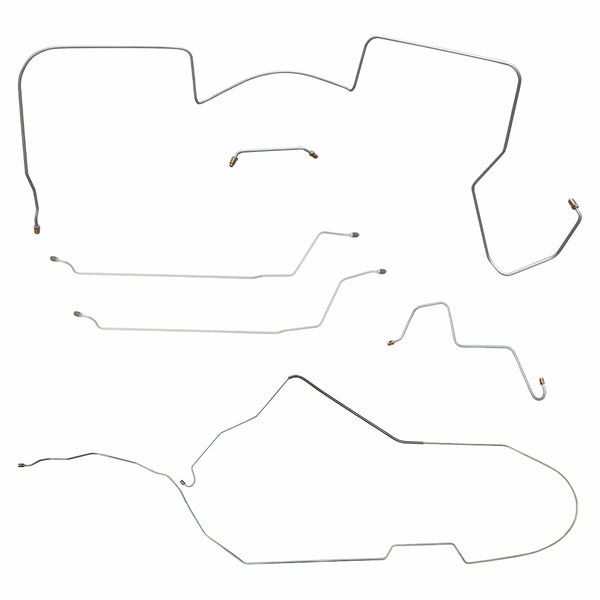 1965 Oldsmobile 442 (Only) Hardtop Power Drum Brake Line Kit 6pc, OE Steel