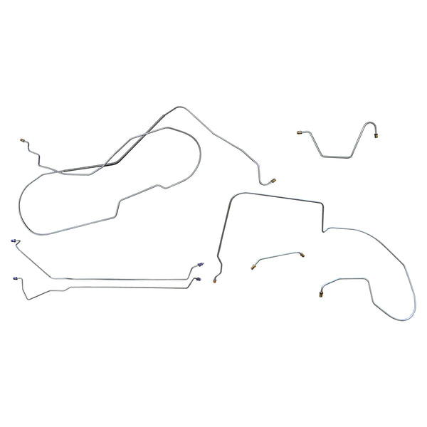 1966 Oldsmobile 442 Hardtop Manual Drum Brake Line Kit 6pc, OE Steel