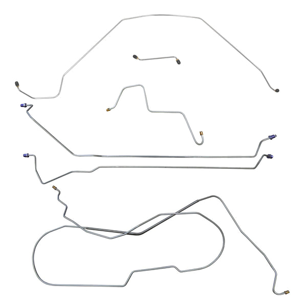 1966 Oldsmobile 442 Complete Power Drum Brake Line Kit 6pc, HDT, OE Steel