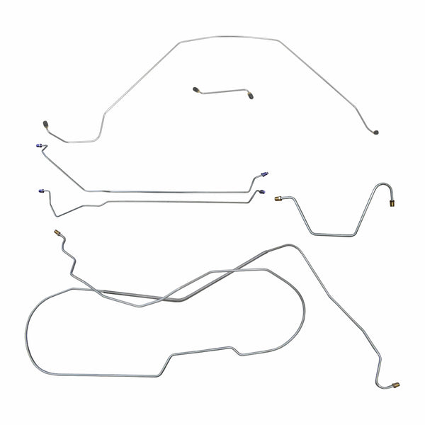 1966 Oldsmobile Cutlass F85 Complete Manual Drum Brake Line Kit 6pc, HDT, OE Steel