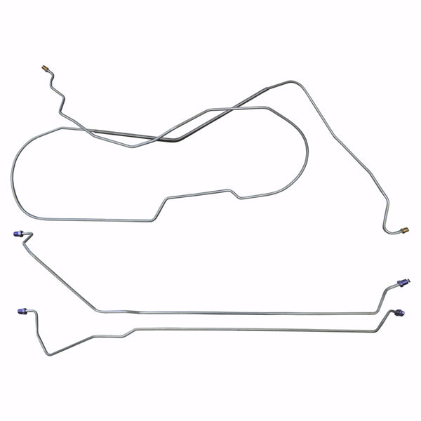 1966 Oldsmobile Cutlass F85 Complete Power Drum Brake Line Kit 6pc, HDT, OE Steel