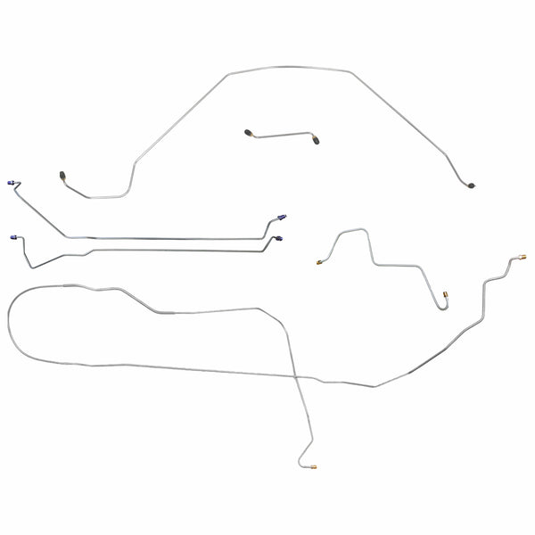 1966 Oldsmobile Cutlass F85 Complete Power Drum Brake Line Kit 6pc, Conv, OE Steel