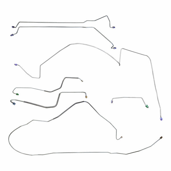 1967 Oldsmobile 442 Convertible Power Drum Brake Line Kit 7pc, OE Steel