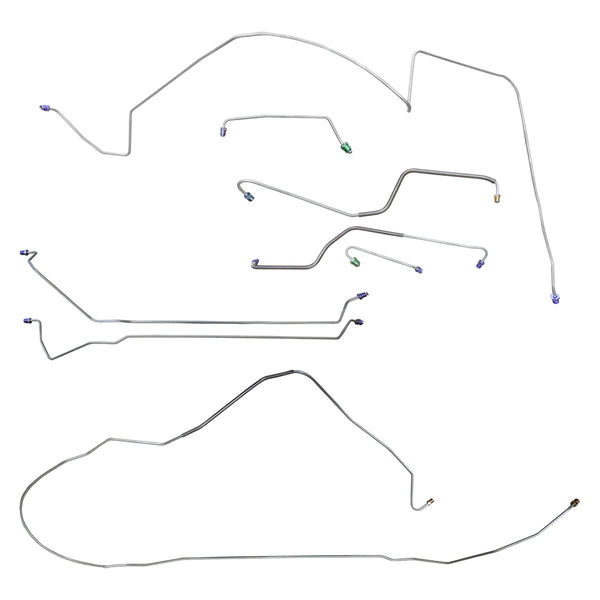1967 Oldsmobile 442 Convertible Power Disc Brake Line Kit 8pc, OE Steel
