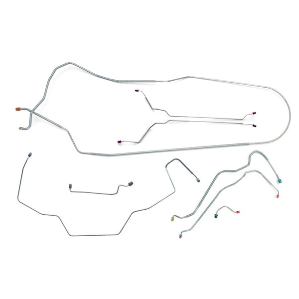 1967 Oldsmobile Cutlass F85 Hardtop Manual Drum Brake Line Kit 7pc, OE Steel