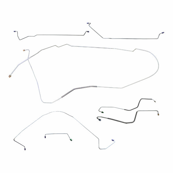 1967 Oldsmobile Cutlass F85 Hardtop Power Drum Brake Line Kit 7pc, OE Steel