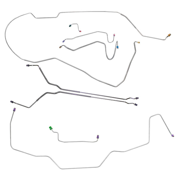 1968 Oldsmobile Cutlass/442/F85 Hardtop Manual Disc Brake Line Kit 8pc, OE Steel
