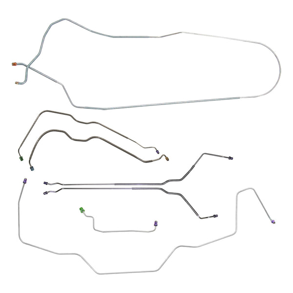 1968 Oldsmobile Cutlass, 442, Complete Power Drum Brake Line Kit 7pc, Convertible, OE Steel