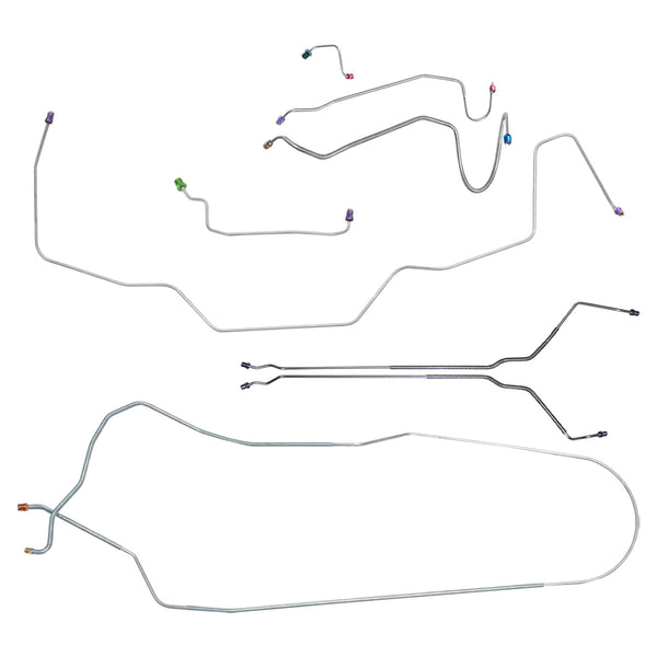 1968 Oldsmobile Cutlass/442/F85 Convertible Manual Disc Complete Brake Line Kit 8pc, OE Steel