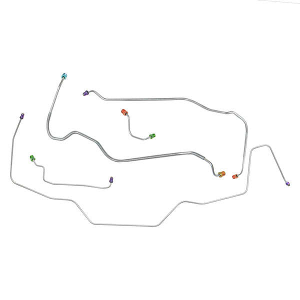 1968 Oldsmobile Cutlass 442 F85 Power Disc Front Brake Line Kit 5pc, OE Steel