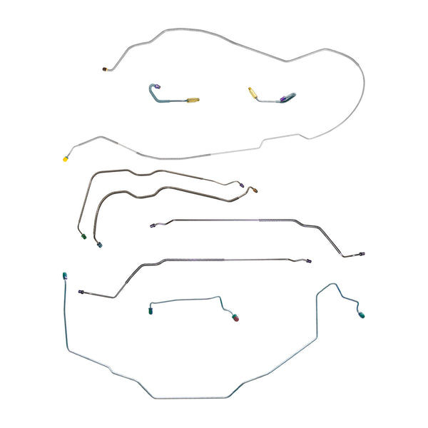 1970 Oldsmobile Cutlass/442/F85 Hardtop Power Drum Complete Brake Line Kit w/Wheel Lines 9pc, OE Steel