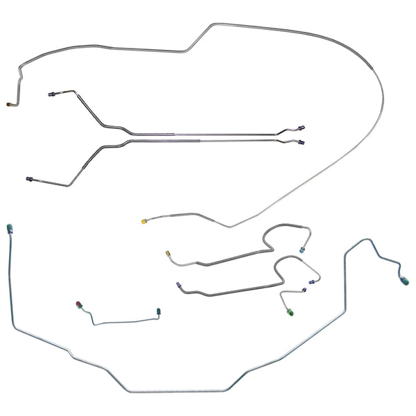 1970 Oldsmobile Cutlass/442/F85 Convertible Manual Disc Complete Brake Line Kit 8pc, OE Steel
