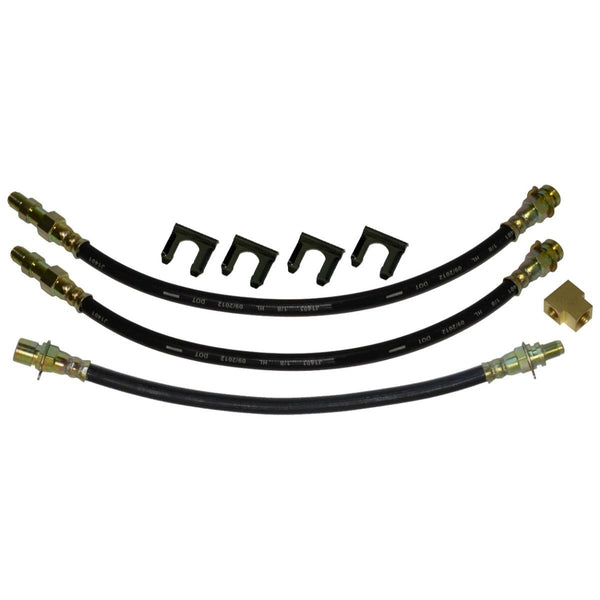 1966 Chevrolet Chevy II Front Drum 3 Brake Hose Kit 1/4" Rear Hose 8pc