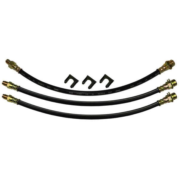 1939-40 Oldsmobile Front Drum / Rear Drum 3 hose Kit. This is for cars with factory drum brakes. 6 pc