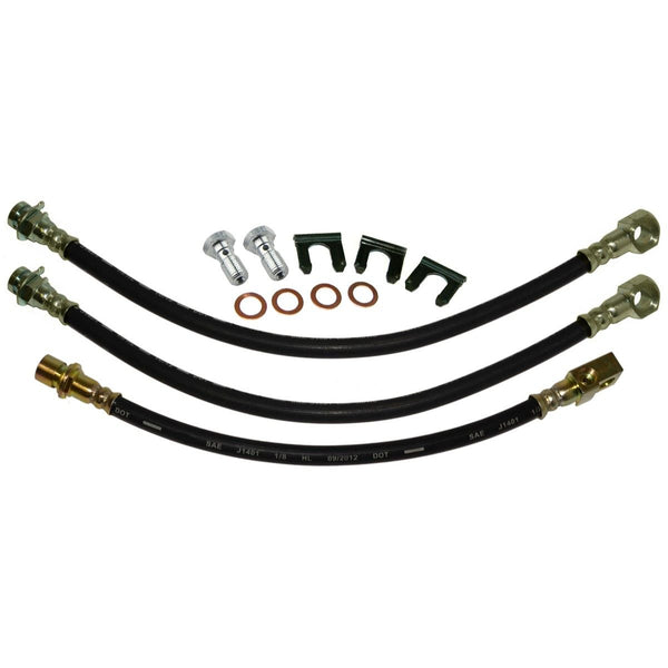 1971-76 Oldsmobile Full Size - 88/98 Front Factory Disc / Rear Drum 3 hose Kit. For cars with 4 piston factory disc calipers. 12 pc