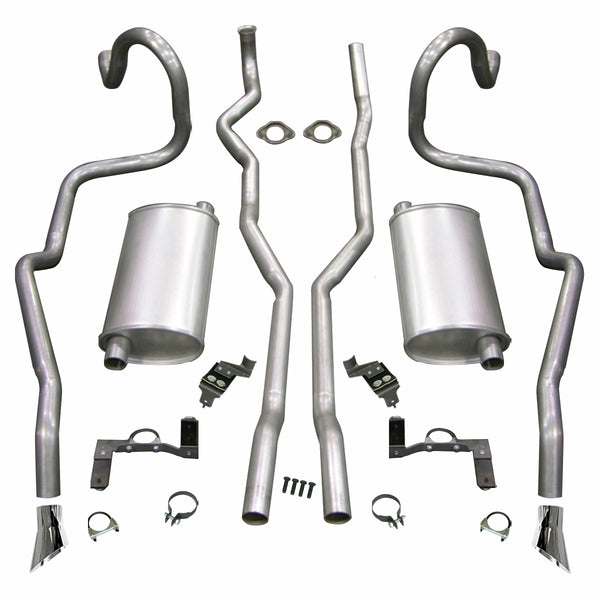 1970-72 F-85, Cutlass, Supreme, 70 Rallye 350 Stock Exhaust Kit With Cut Out Bumper