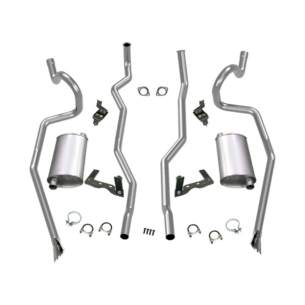 1970-72 F-85, Cutlass, Supreme, 442, W-30, 455 cid,Oversized 2 1/4" Dual Exhaust Kit With Cut Out Bumper
