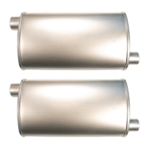 1968-72 Cutlass 442 Muffler with 17" Body 2-1/4" Inlet 2-1/4" Outlet, Stock, Pair