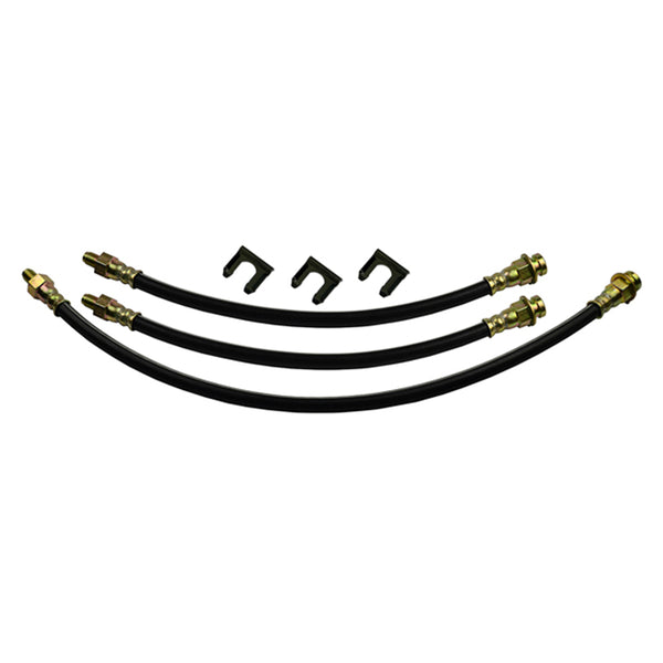 1949-51  Ford Passenger Car, Custom / Deluxe Front Drum Brakes Rear Drum 3 hose Kit. Stock Rubber Hoses. 6pc