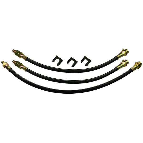 1957-58 Ford Passenger Car, Custom, Fairlane Front Drum Brakes Rear Drum Hose Kit. Stock Rubber Hoses. 6 pc