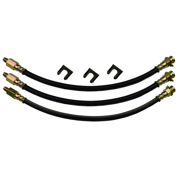 1959-64 Ford Passenger Car, Custom, Fairlane, Galazie Front Drum Brakes Rear Drum Hose Kit. Stock Rubber Hoses. 6pc