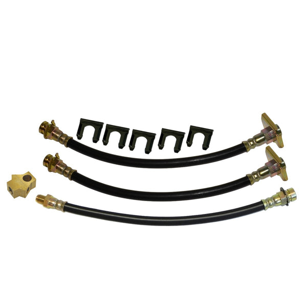 1966-69 Mopar B-Body Front Disc Brake 3pc Rubber Brake Hose Kit, 8 3/4" Rear End 9pc
