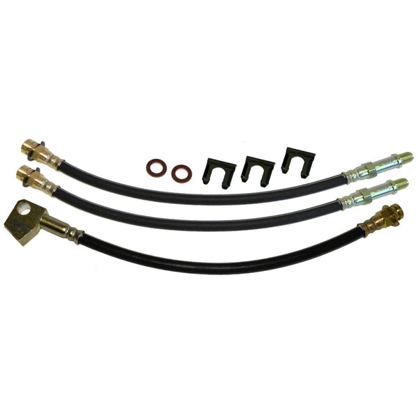 1972-74 Mopar- E-body 3pc Rubber Brake Hose Kit, Front Disc Brakes 8pc