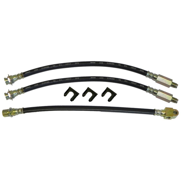 1965-68 Pontiac Grand Prix - Front Drum / Rear Drum 3 hose Kit. This is for cars with 14" front drums - rear tee on hose. 6 pc