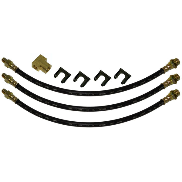 1952-54 Pontiac Front Drum / Rear Drum 3 hose Kit. This is for cars with factory drum brakes. 8pc