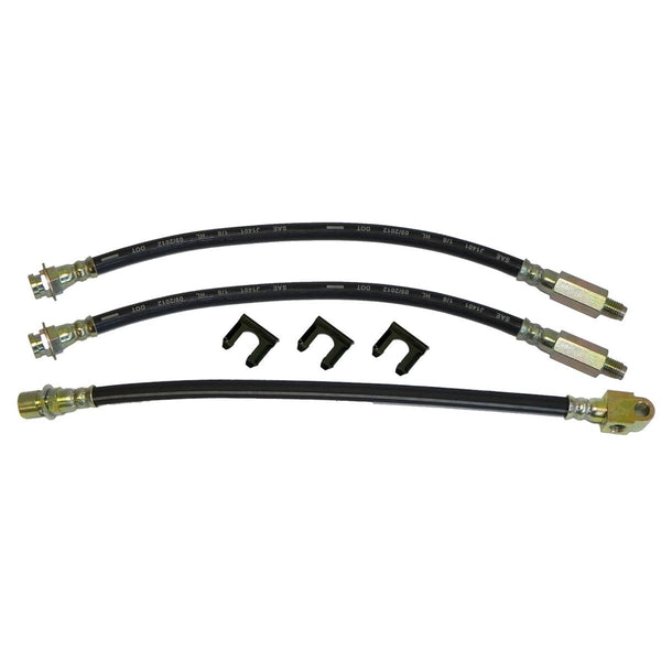 1966-68 Pontiac Catalina, Bonneville - Front Drum / Rear Drum 3 hose Kit. for cars with 14" front drums - rear tee on hose. 6pc